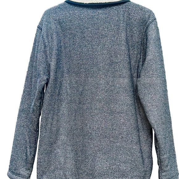 ORVIS Grayish Black Tweed Half Zip Pullover With Sherpa Fleece Lining Men’s Med - Picture 11 of 11